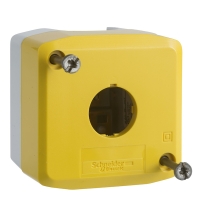 Boîte à boutons vide Harmony XAL - 1 trou - couvercle jaune