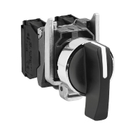 Bouton tournant à crosse Harmony XB4 - D22 mm - 3 positions rappel au centre - noir - 2F