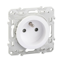 Prise de courant 2 connexions ODACE - 2P+T - 16A - 250 V - blanc