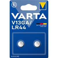 Piles bouton alcaline V13GA LR44 - Type de pile : LR44 - Tension : 1,5 V - Nombre de piles : 2 - Type de conditionnement : blister