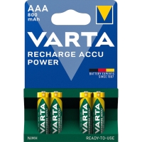 Pile rechargeable AAA RECHARGE ACCU POWER - Type de pile : LR3/AAA - Tension : 1,2 V - Nombre de piles : 4 - Type de conditionnement : blister