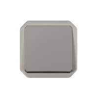 Poussoir NO étanche PLEXO avec enjoliveur - 10 A - gris
