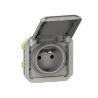 Prise de courant 2P+T étanche PLEXO avec enjoliveur - 16 A - 250 V - gris