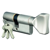 Cylindre européen à bouton à 5 goupilles en laiton nickelé - B30 x 30 mm - s'entrouvrant sur n°1