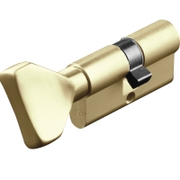 Cylindre européen à bouton à 5 goupilles en laiton poli - B30 x 30 mm - s'entrouvrant sur n°2