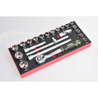 Module de rangement équipé de 22 pièces de serrage 1/2" - Dimensions (L x l) : 17 x 50 cm