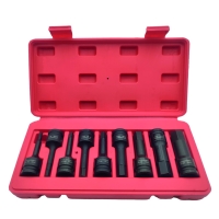 Jeu de 9 douilles tournevis impact 1/2" 6 pans - Dimensions de l'empreinte : 5 à 19 mm