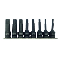 Jeu de 8 douilles tournevis impact 1/2" 6 pans - Dimensions de l'empreinte : 5 à 19 mm