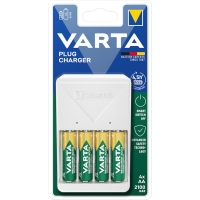 Chargeur de piles Plug 4 accus pour piles AA/AAA + 4 piles AA incluses