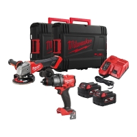 Lot de 2 outils électroportatifs M18 FPP2E3-502X - 18V - FPD3, FSAG125, 2 batteries 5 Ah, chargeur M12-18 FC, HD Box