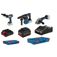 Lot de 3 outils électroportatifs 0615990N2A - 18V - GSR, GBH, GWS, batterie 4Ah, batterie 8Ah, chargeur rapide