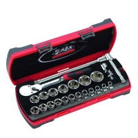 Coffret de 23 douilles et accessoires avec cliquet chantier 1/2" 75-SHC23