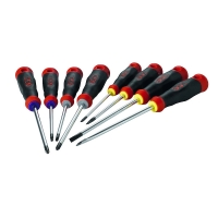 Jeu de 8 tournevis Plat, Phillips® et Pozidriv® avec manche bimatière T-J8