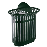 Corbeille 2 flux avec totem TULIPE - 2 x 60 L - vert mousse RAL 6005