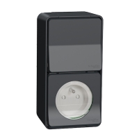 Interrupteur va-et-vient 10AX + prise de courant 2P+T 10A MUREVA STYL - saillie - gris