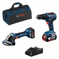 Lot de 2 outils électroportatifs BOSCH 0615990M4A 18V GSB+GWS+2GBA4AH+GAL18V40