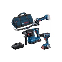 Lot de 3 outils électroportatifs 0615A50035 - 18V - GSR, GBH, GWS, 2 batteries 4 Ah, chargeur GAL18V40, sac