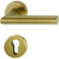 Ensemble sur rosace ronde AMSTERDAM laiton satiné clé I