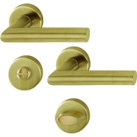 Ensemble sur rosace ronde AMSTERDAM laiton satiné condamnation