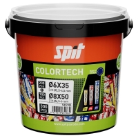 Cheville nylon légère COLORTECH - 6 x 35 et 8 x 50 sans vis en seau de 300 pièces
