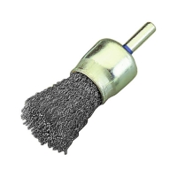 Brosse pinceau à fil ondulé en inox sur tige - Ø du pinceau 25 mm - Ø du fil 0,3 mm