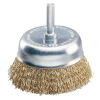 Brosse coupe à fil ondulé en acier sur tige - Ø extérieur 50 mm - Ø du fil 0,3 mm