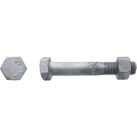 Boulon charpente bois tête hexagonale ISO 4014/4032 Filetage partiel classe 6,8 galvanisé à chaud