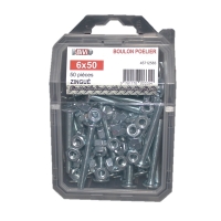 Boulon poêlier tête ronde large fendue en croix NFE 25129 ISO 4032 Zingué Coque