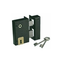 Serrure en applique de grille verticale à fouillot 4 gorges