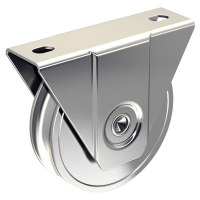 Galet sur support extérieur à gorge ronde pour portail - Largeur de gorge 16 mm