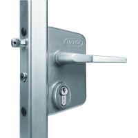 Serrure de portail type industriel pour profil de 30 à 50 mm à cylindre européen LAKQU2