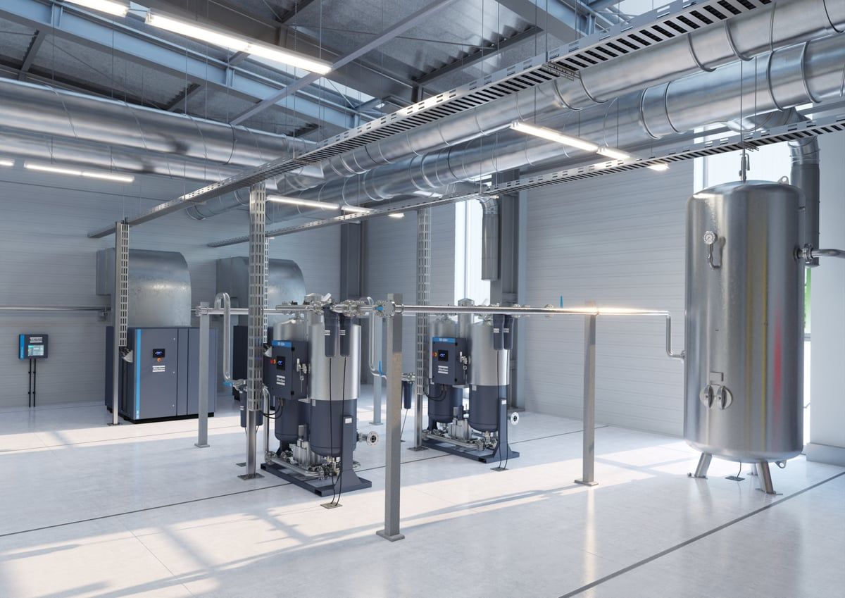 Une machine d'air comprimé en fonctionnement