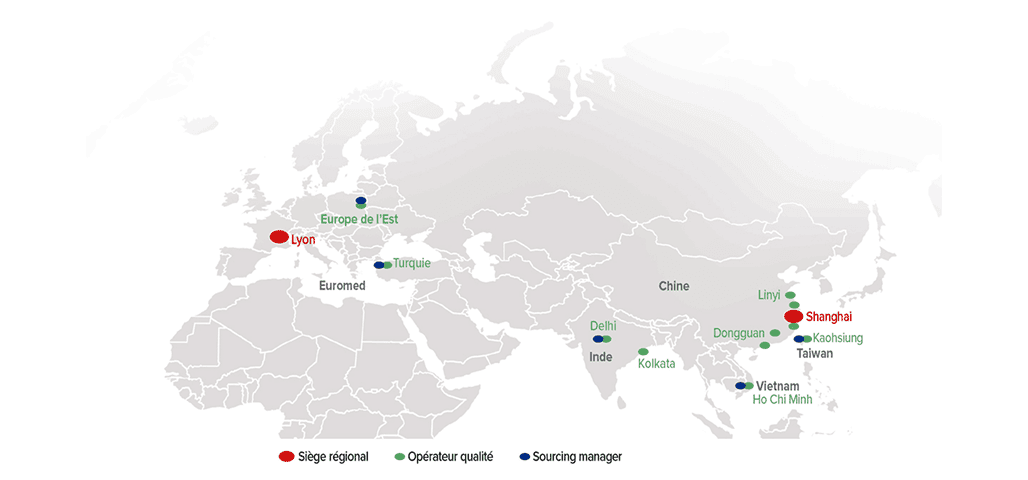 Carte du sourcing mondial DEXIS